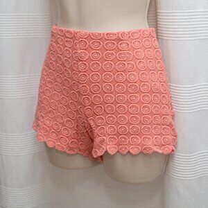 100% Cotton Coral Crochet Shorts